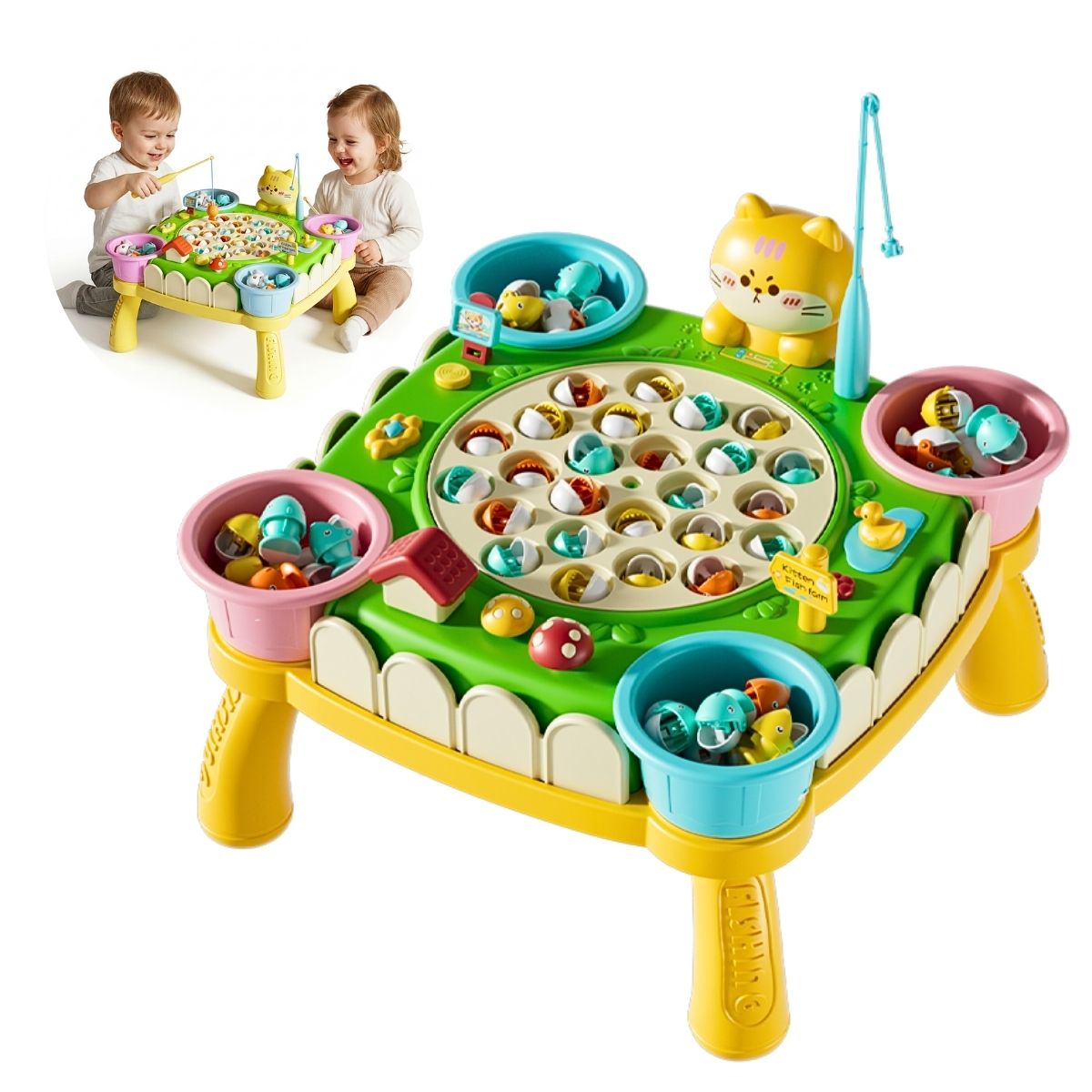 JUEGO MESA DE PESCA MAGNETICA INTERACTIVA DIDACTICO MUSICAL CON ACCESORIOS PARA NIÑOS - 1