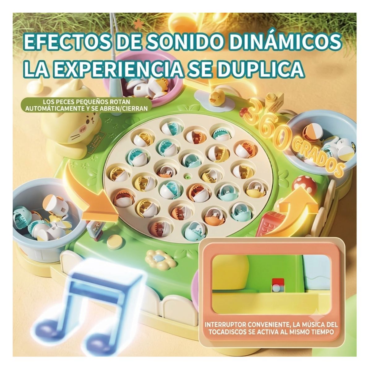 JUEGO MESA DE PESCA MAGNETICA INTERACTIVA DIDACTICO MUSICAL CON ACCESORIOS PARA NIÑOS - 4
