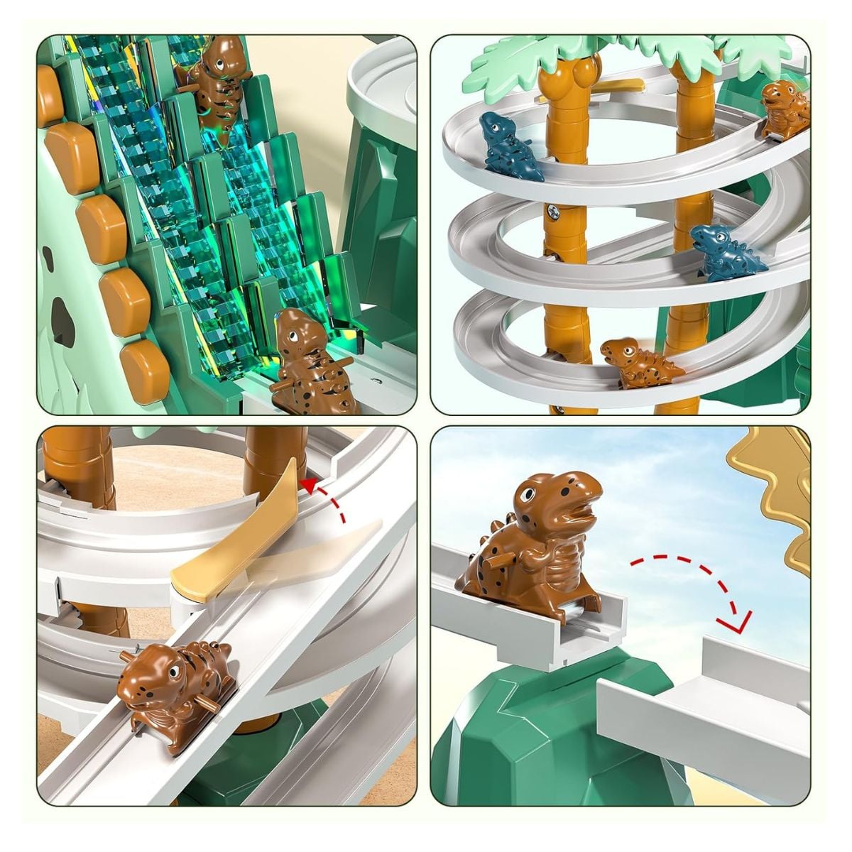 JUGUETE PISTA DE DINOSAURIO MUSICAL CON LUCES Y ESCALERAS CON ACCESORIOS - 6
