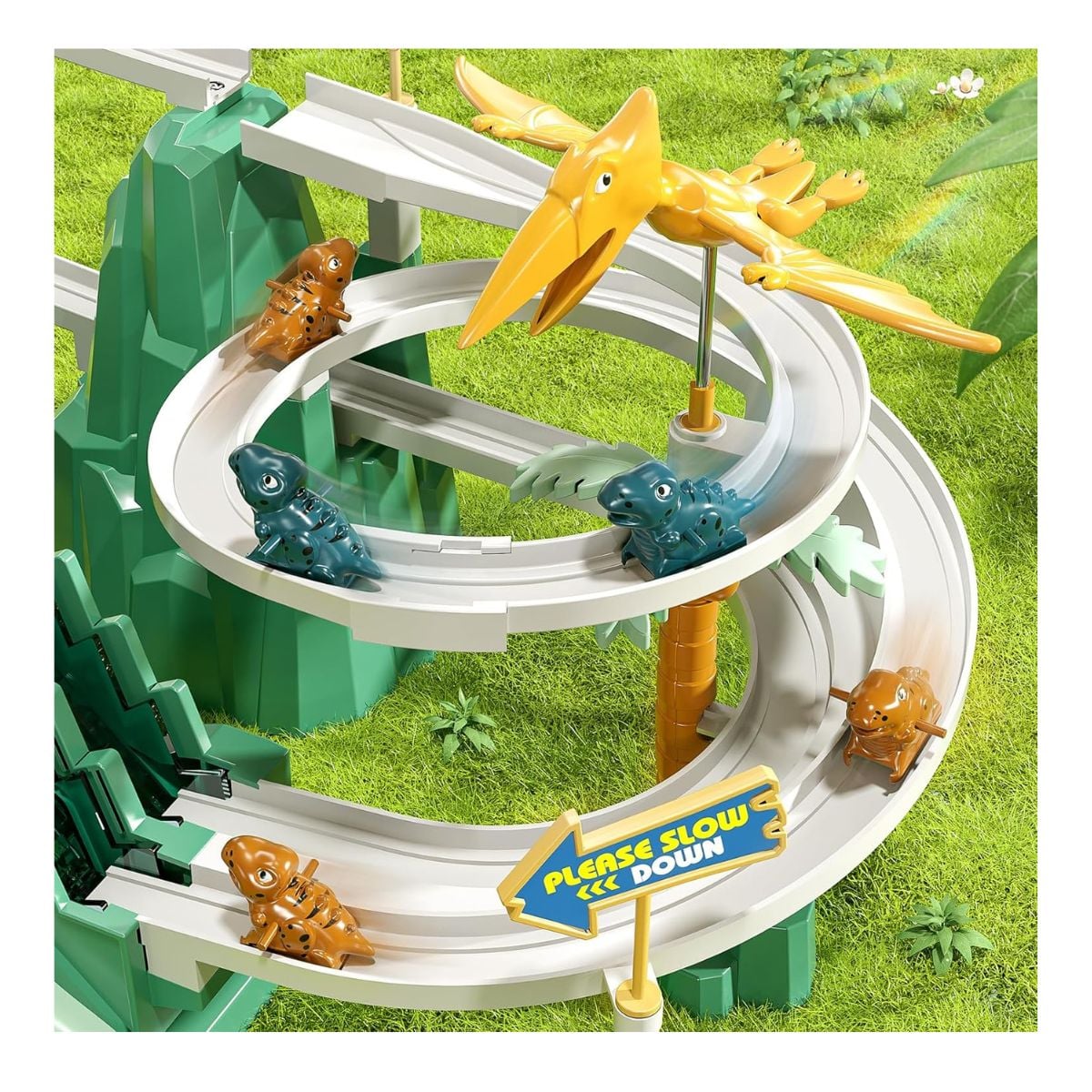 JUGUETE PISTA DE DINOSAURIO MUSICAL CON LUCES Y ESCALERAS CON ACCESORIOS - 7