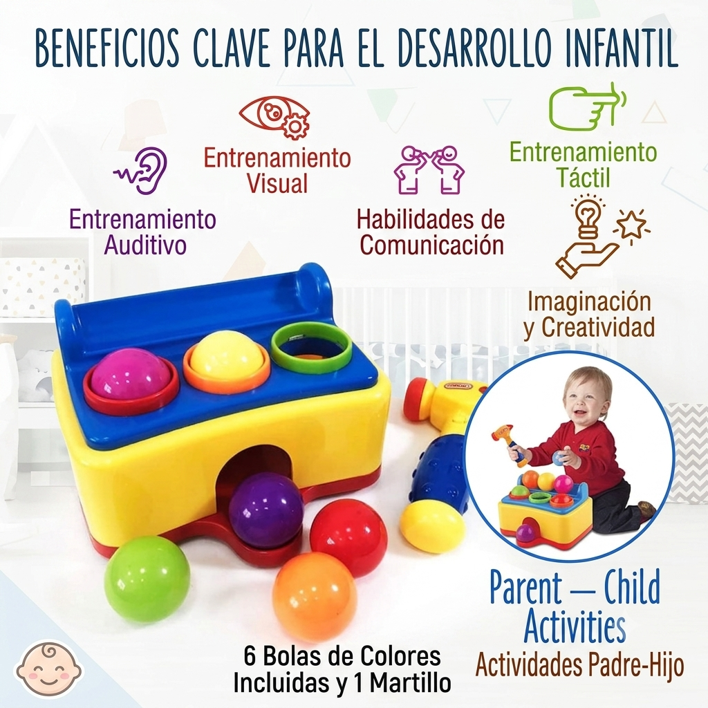 JUEGO INTERACTIVO DE ENCAJE CON MARTILLO LUCES Y SONIDO DIDACTICO - 3