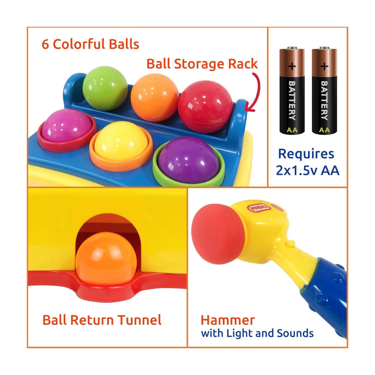 JUEGO INTERACTIVO DE ENCAJE CON MARTILLO LUCES Y SONIDO DIDACTICO - 6
