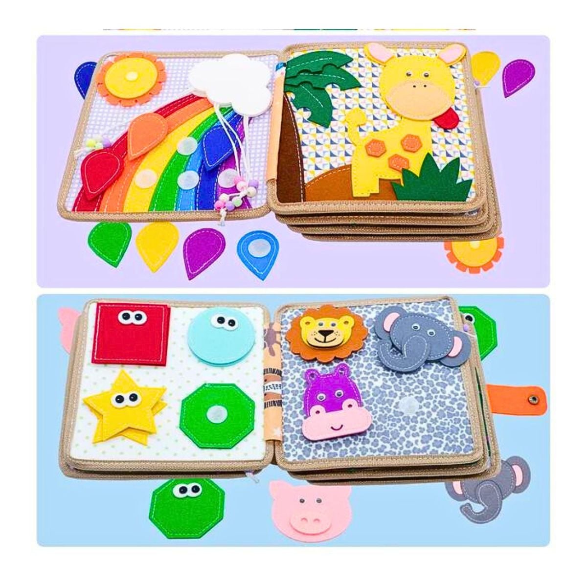 JUEGO LIBRO SENSORIAL DE ACTIVIDADES MONTESSORI CON TEXTURAS JIRAFA - 3