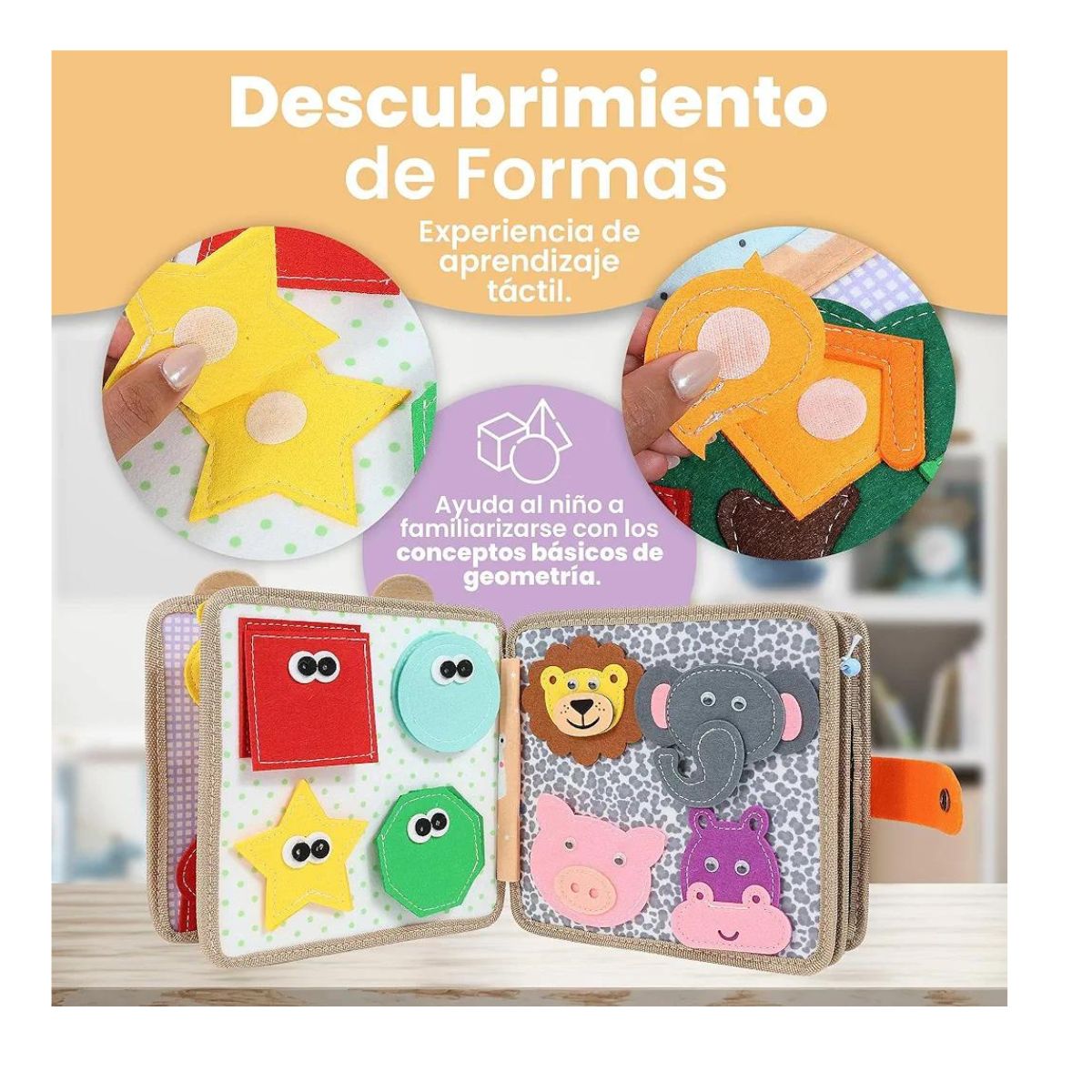 JUEGO LIBRO SENSORIAL DE ACTIVIDADES MONTESSORI CON TEXTURAS JIRAFA - 5