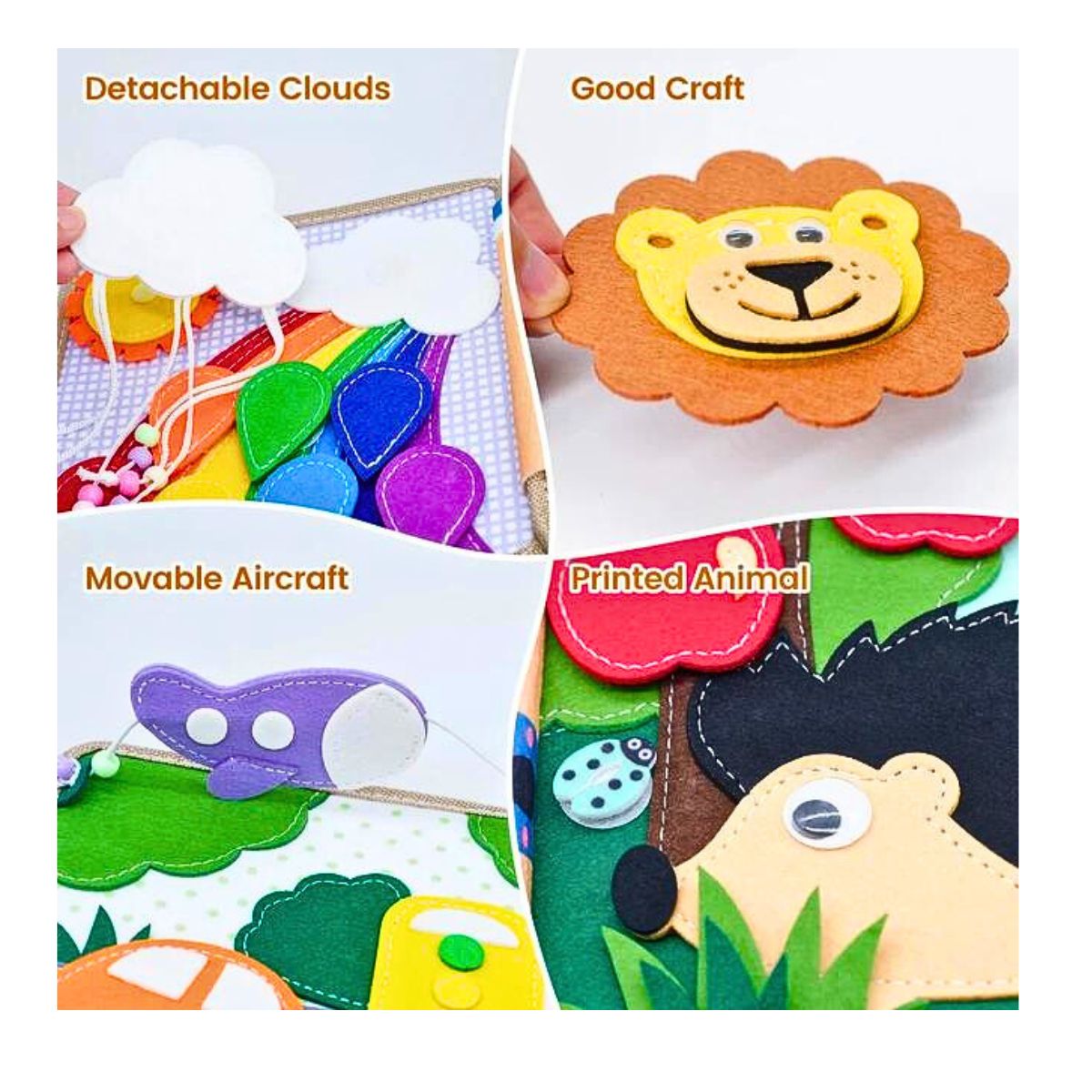 JUEGO LIBRO SENSORIAL DE ACTIVIDADES MONTESSORI CON TEXTURAS JIRAFA - 8