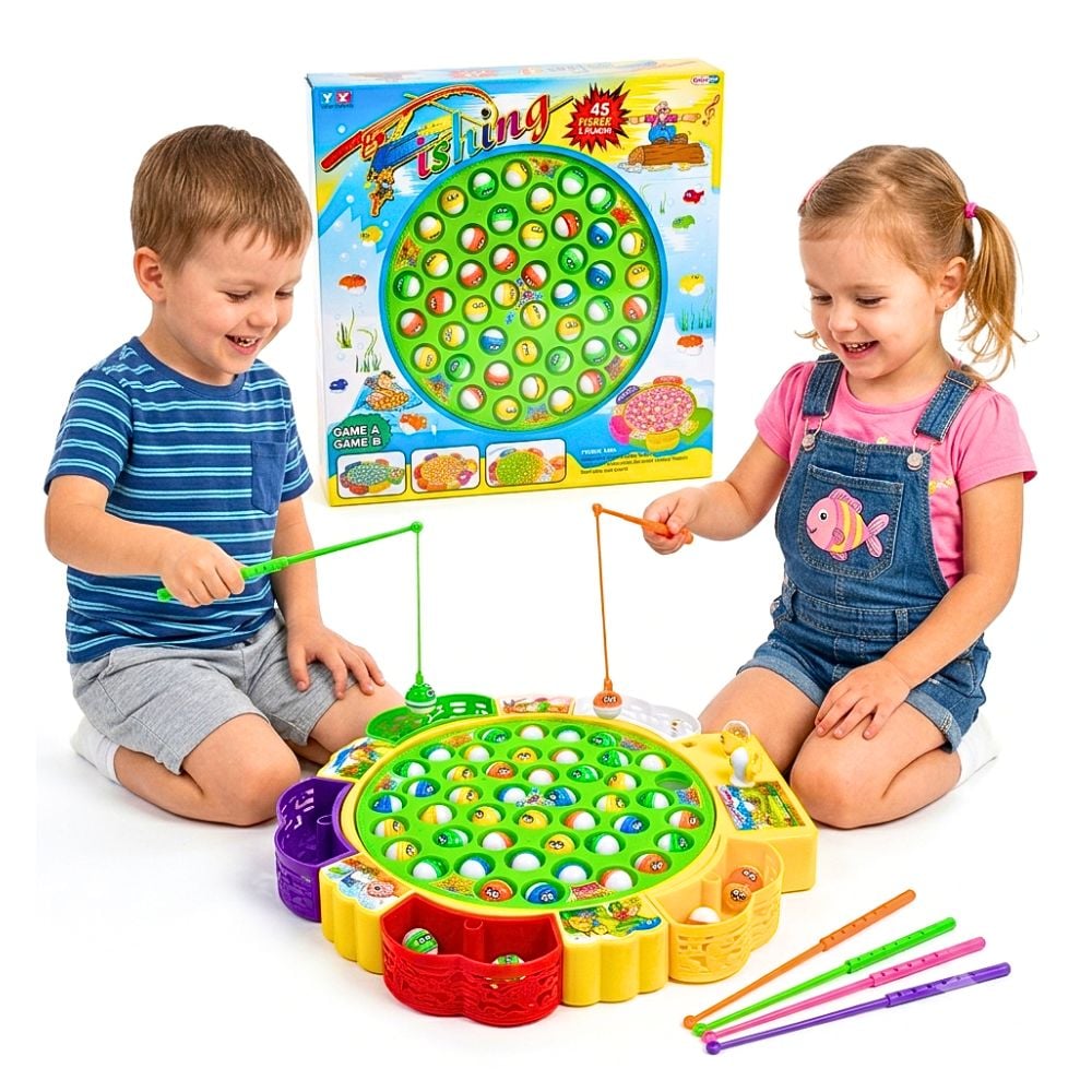 JUEGO DE PESCA MUSICAL GIRATORIO 45 PECES DIDACTICO PARA NIÑOS - 1