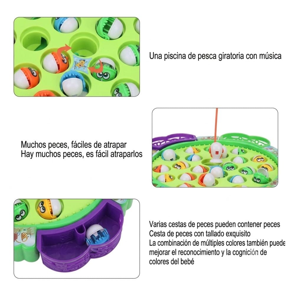 JUEGO DE PESCA MUSICAL GIRATORIO 45 PECES DIDACTICO PARA NIÑOS - 4