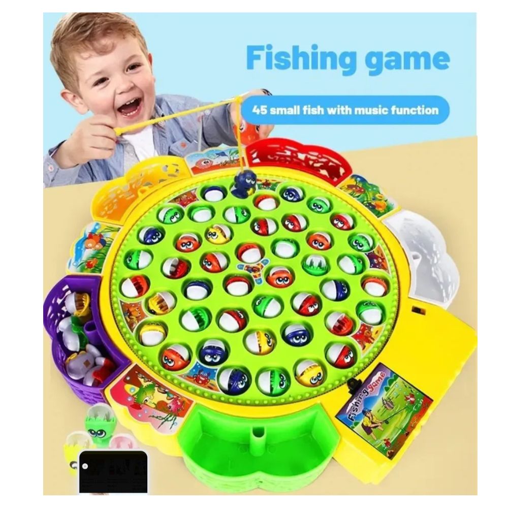JUEGO DE PESCA MUSICAL GIRATORIO 45 PECES DIDACTICO PARA NIÑOS - 6