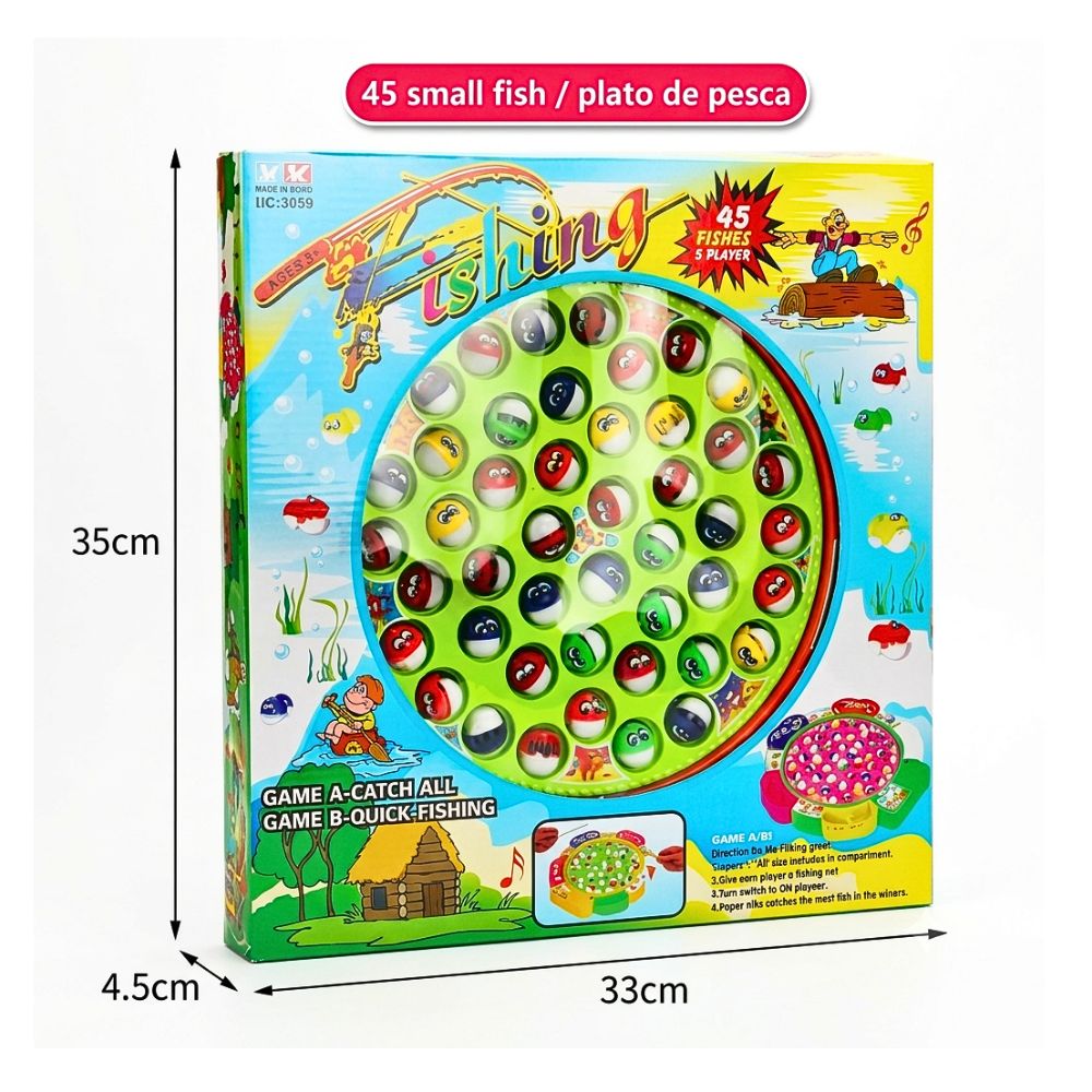 JUEGO DE PESCA MUSICAL GIRATORIO 45 PECES DIDACTICO PARA NIÑOS - 7