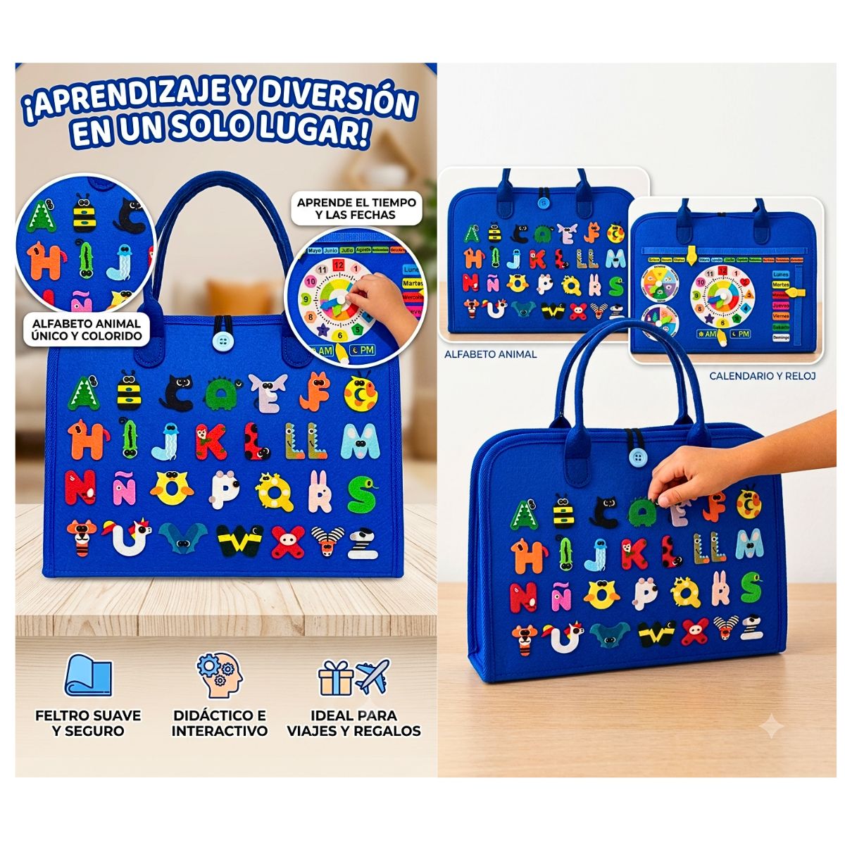 JUEGO LIBRO DIDÁCTICO MONTESSORI DE ACTIVIDADES SENSORIALES PARA NIÑOS AZUL - 10