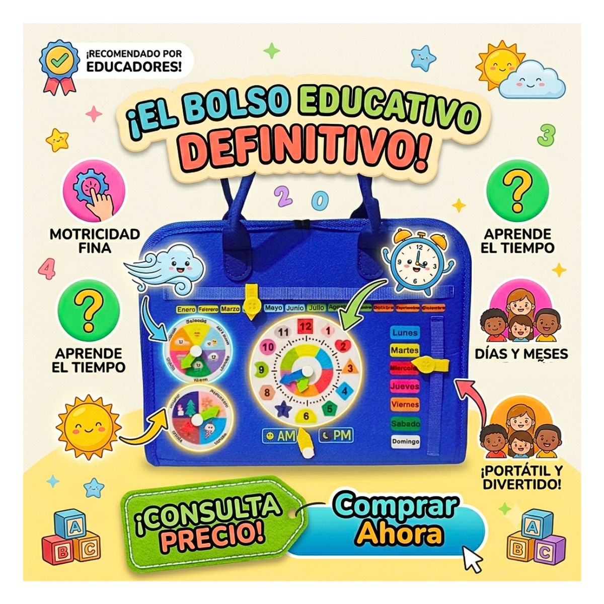 JUEGO LIBRO DIDÁCTICO MONTESSORI DE ACTIVIDADES SENSORIALES PARA NIÑOS AZUL - 7