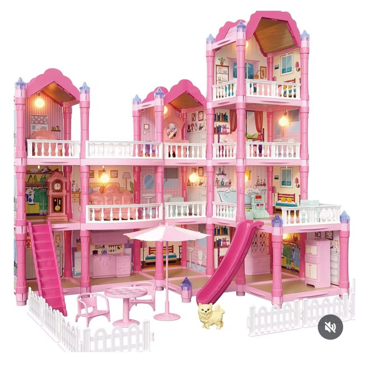 CASA DE MUÑECAS VILLA GARDEN 296 PZS CON LUCES Y ACCESORIOS ARMABLE DIDACTICO - 10