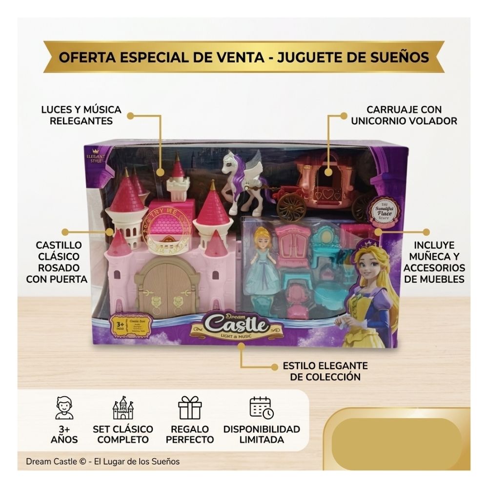 SET JUGUETE CASTILLO DE PRINCESA LUZ Y SONIDO CON ACCESORIOS - 10
