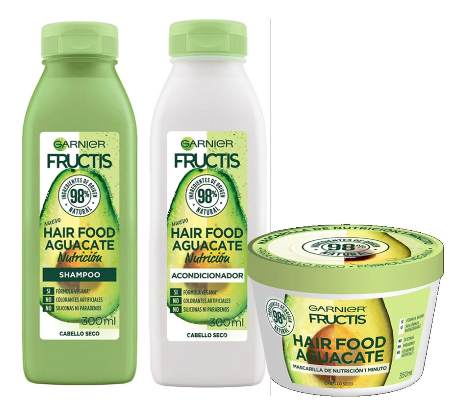 KIT GARNIER FRUCTIS HAIR FOOD AGUACATE RUTINA X3 - 1