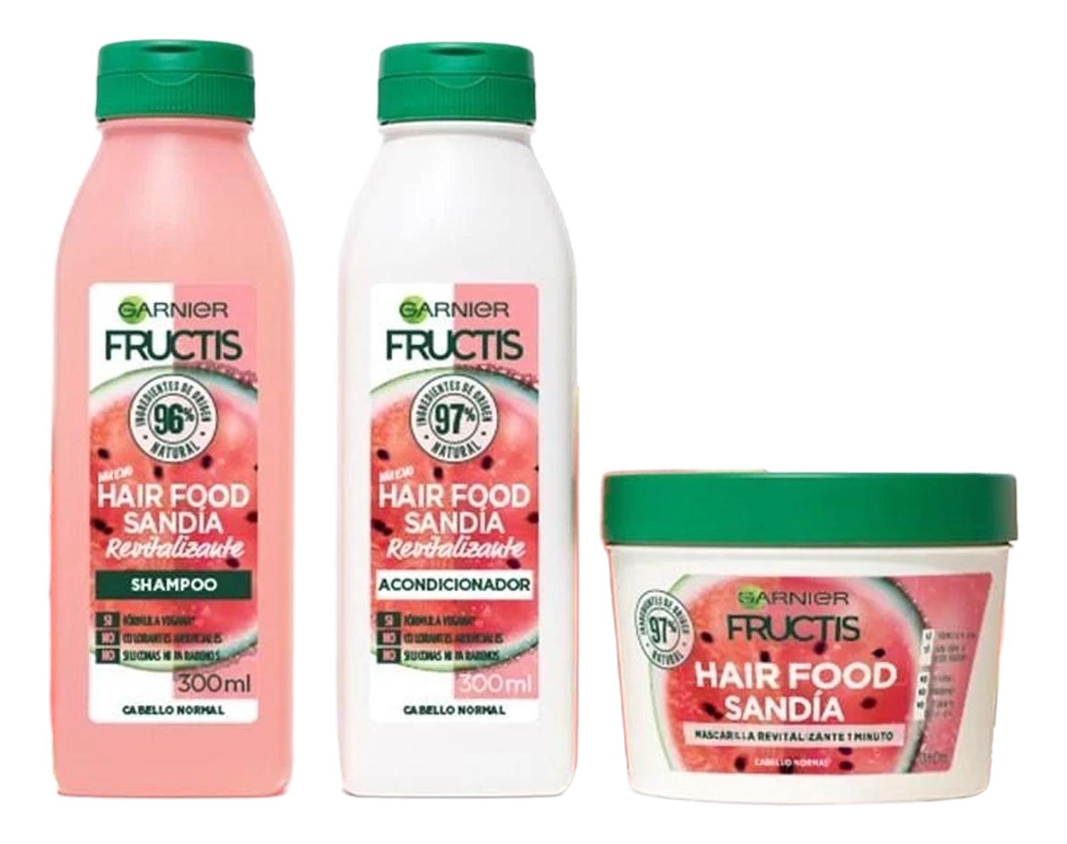 KIT GARNIER FRUCTIS HAIR FOOD SANDIA RUTINA X3 - 1