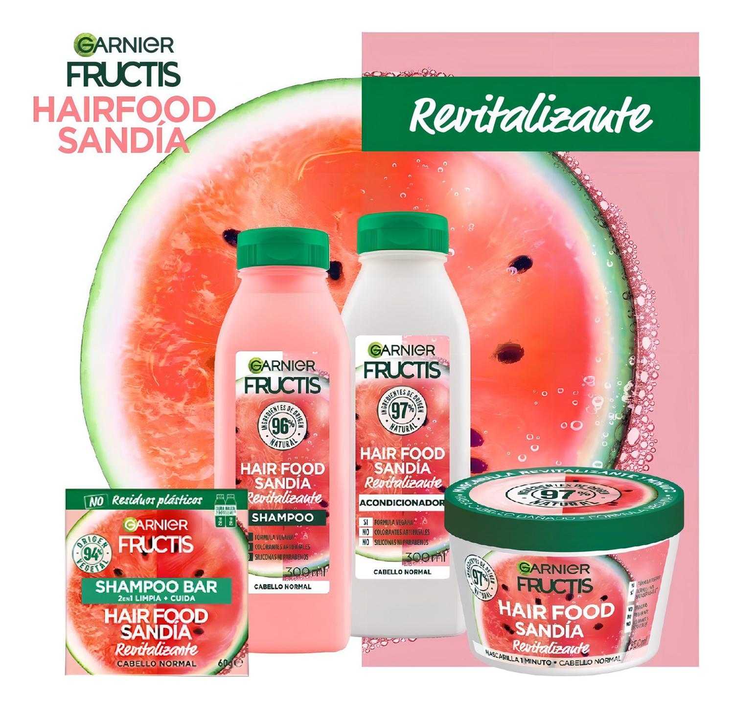 SHAMPOO + ACODICIONADOR GARNIER FRUCTIS HAIR FOOD SANDIA - 8
