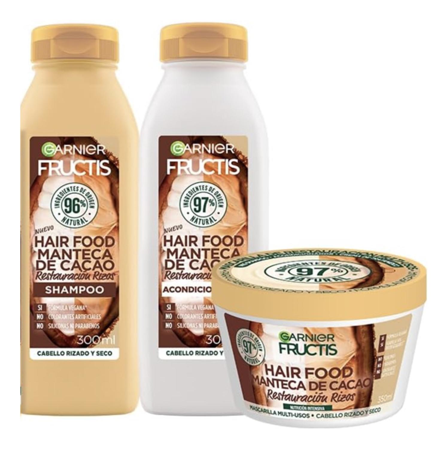 KIT GARNIER FRUCTIS HAIR FOOD MANTECA DE CACAO RUTINA X3 - 1
