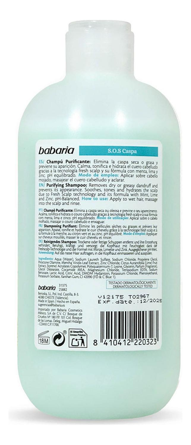 CHAMPÚ PURIFICANTE SOS CASPA BABARIA 500ML - 2