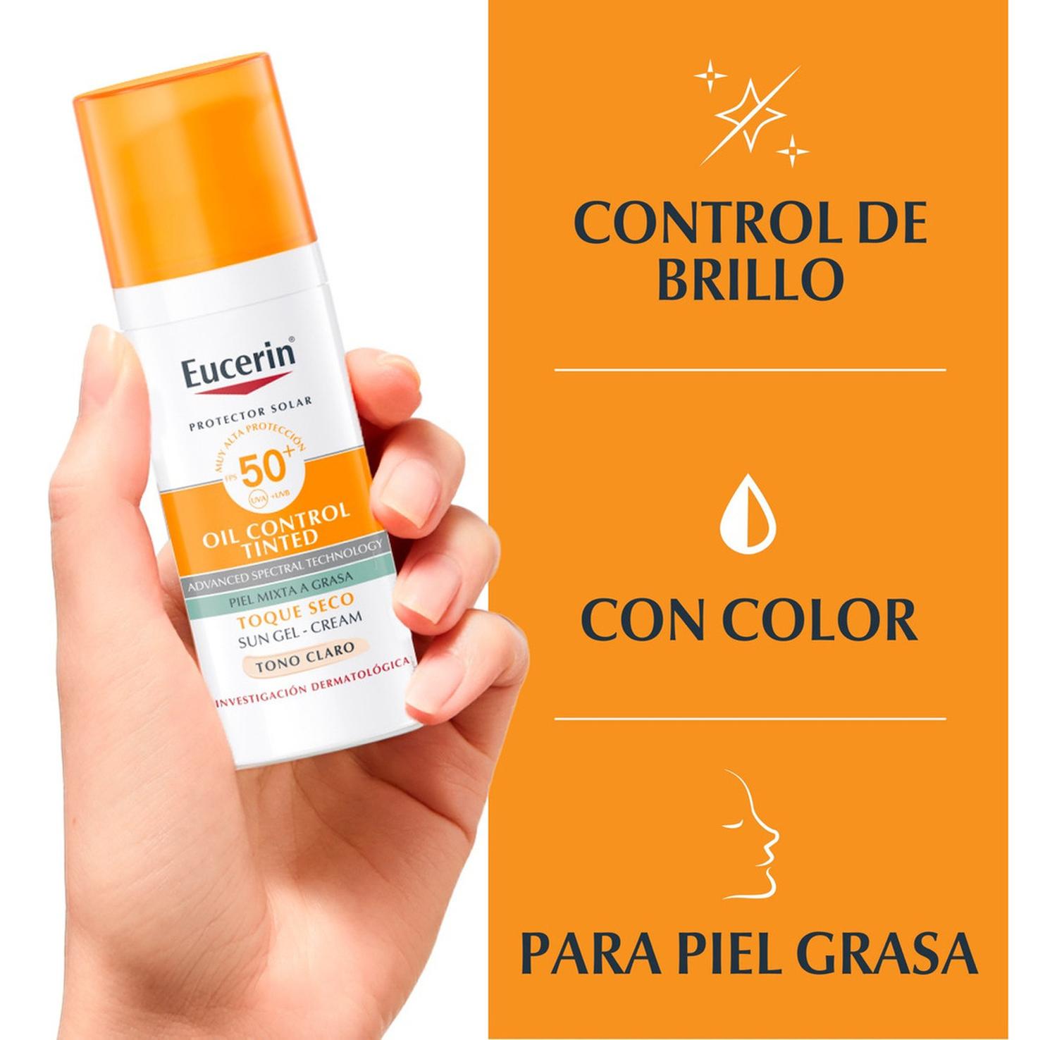 EUCERIN SUN CONTROL PROTECTOR SOLAR FACIAL CLARO FPS50+ 50ML - 5