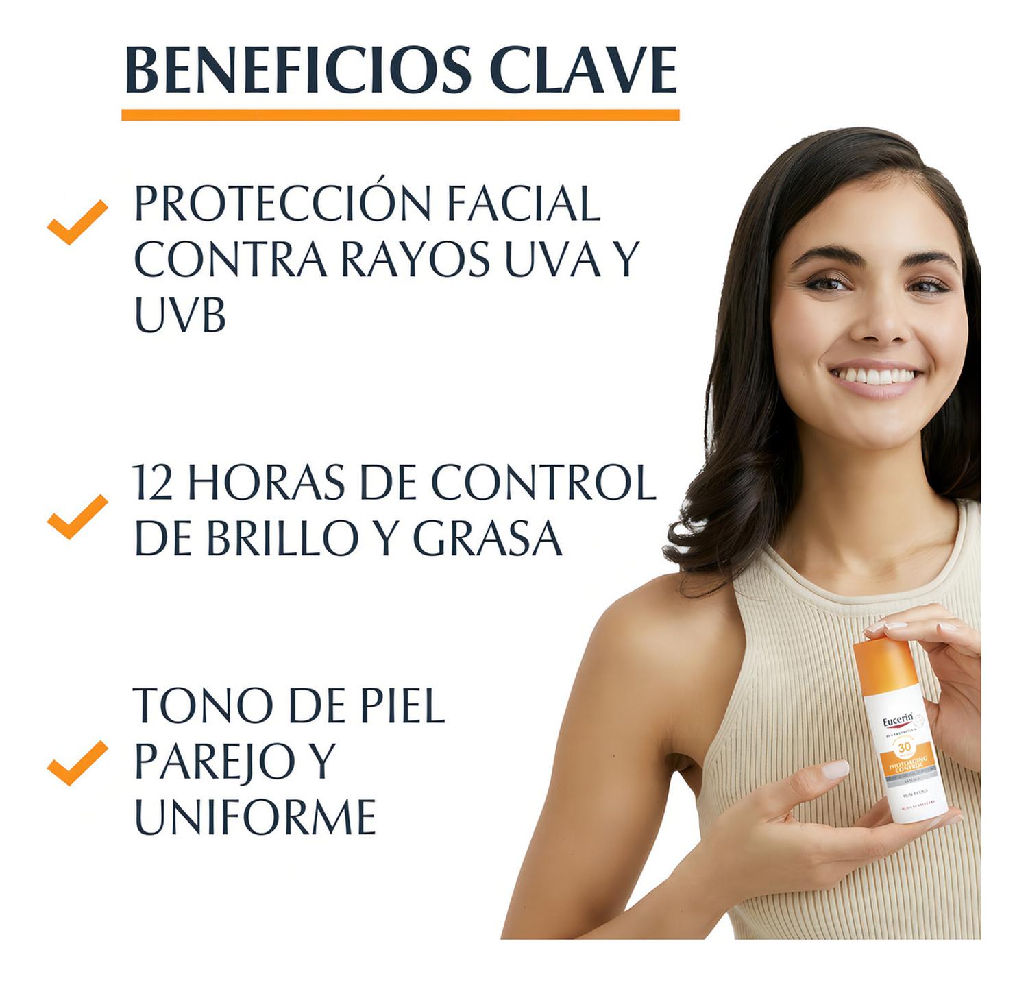 EUCERIN SUN CONTROL PROTECTOR SOLAR FACIAL CLARO FPS50+ 50ML - 6