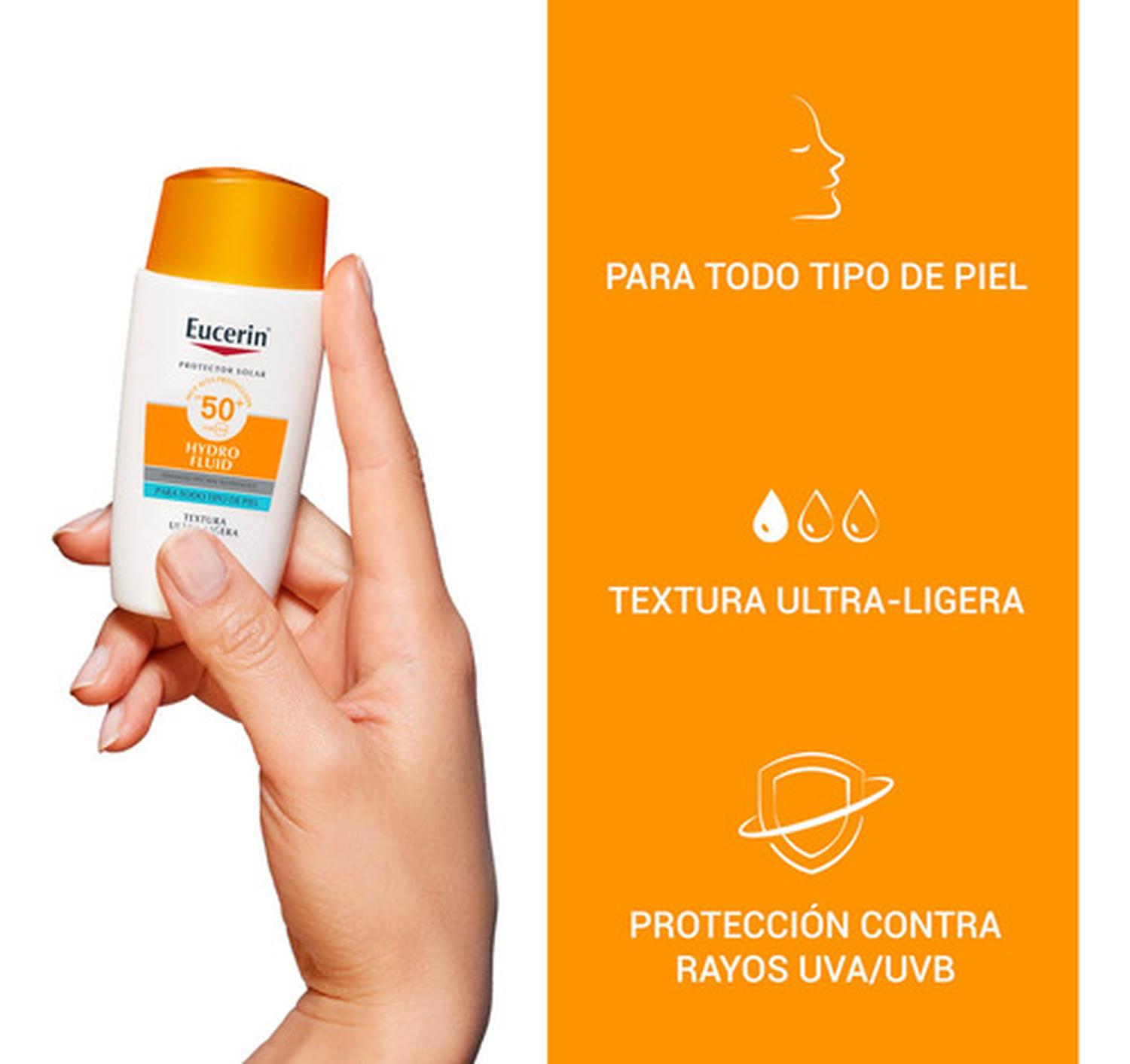 EUCERIN PROTECTOR SOLAR FACIAL HYDRO FLUID FPS50+ 50 ML - 3