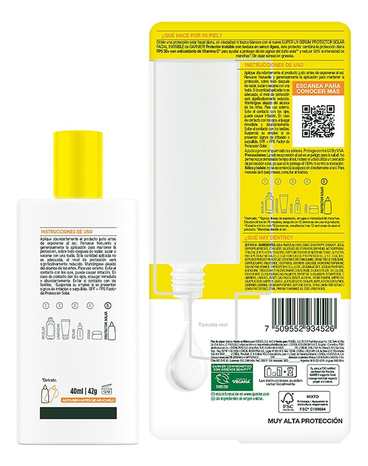 PROTECTOR SOLAR GARNIER SUPER UV FLUIDO INVISIBLE FPS50+ - 4