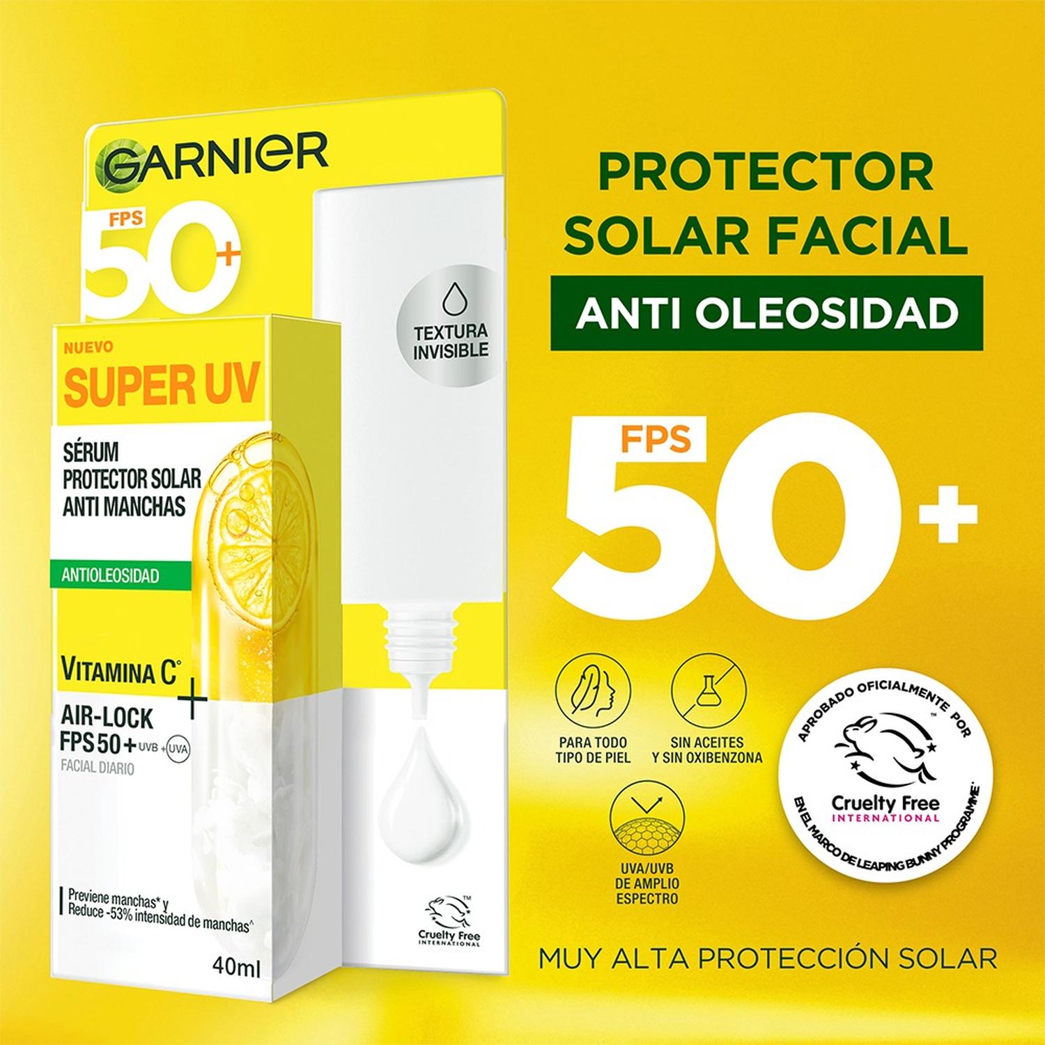 PROTECTOR SOLAR GARNIER SUPER UV FLUIDO INVISIBLE FPS50+ - 5