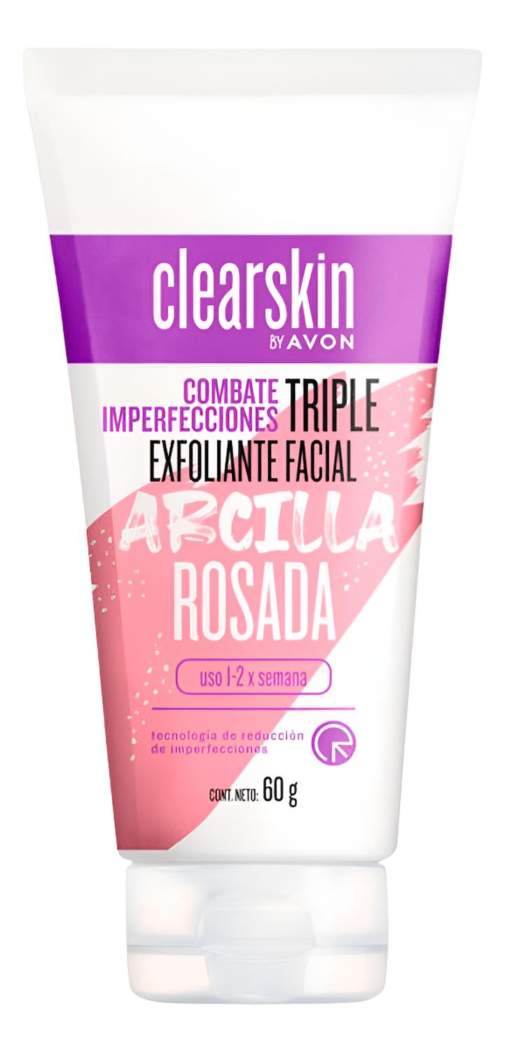 AVON CLEARSKIN TRIPLE EXFOLIANTE FACIAL CON ARCILLA ROSADA - 1