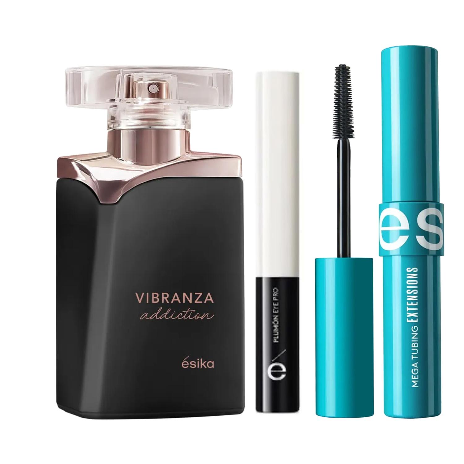 VIBRANZA ADDICTION PERFUME DE MUJER CON DELINEADOR RIMEL REFRESH Y LABIAL - 1