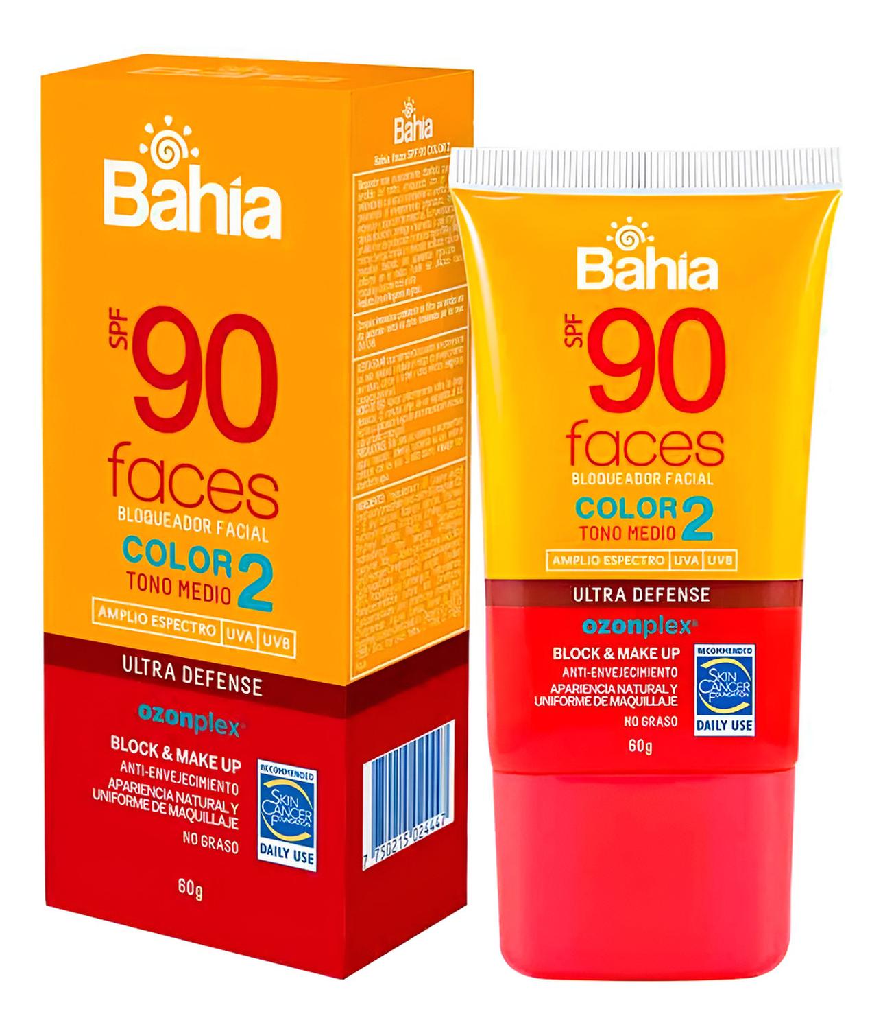 BLOQUEADOR SOLAR BAHIA FACES TONO MEDIO COLOR 2 TUBO 60G - 1