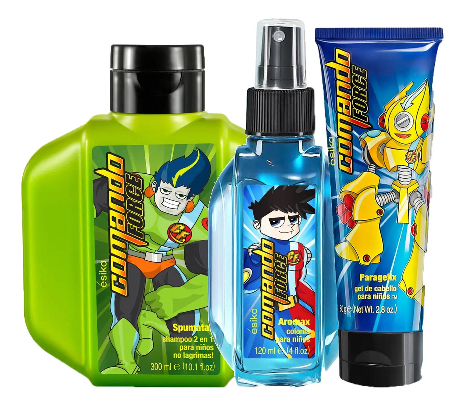 KIT NIÑOS COMANDO FORCE AROMAX COLONIA + SHAMPOO + GEL - 1