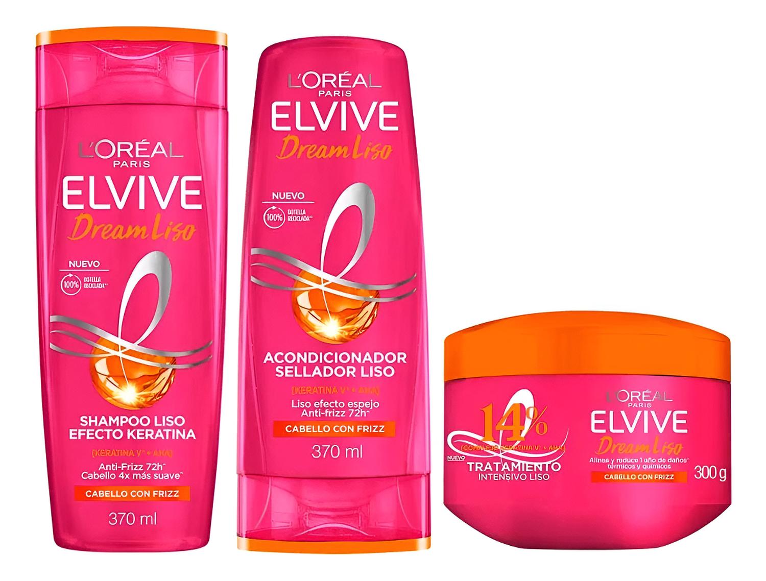 PACK ELVIVE DREAM LISO 370: SHAMPOO + ACONDICIONADOR + CTT - 1