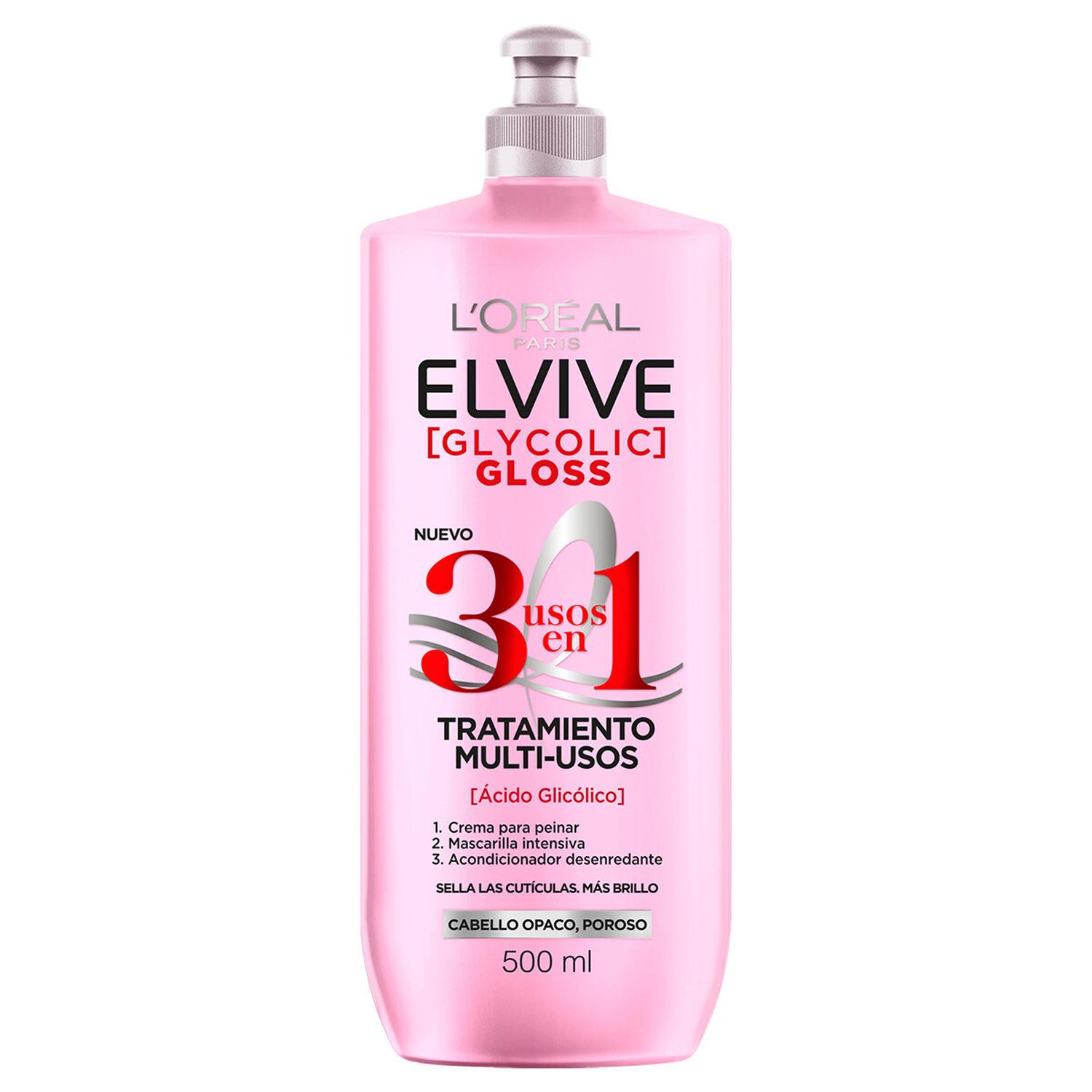 TRATAMIENTO MULTIUSOS 3 EN 1 ELVIVE GLYCOLIC GLOSS 500 ML. - 1