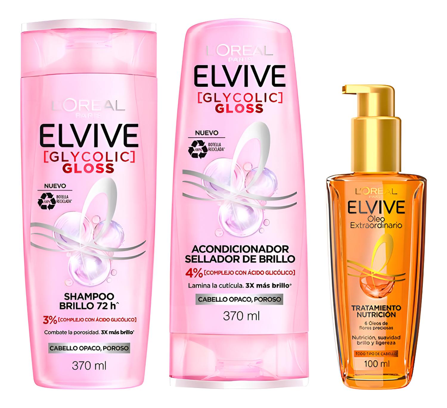 PACK ELVIVE GLYCOLIC GLOSS: SHA + ACO + OLEO EXTRAORDINARIO - 1