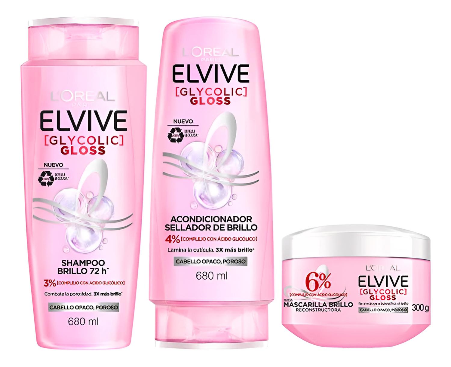 RUTINA COMPLETA GLYCOLIC GLOSS ELVIVE 680 ML - 1