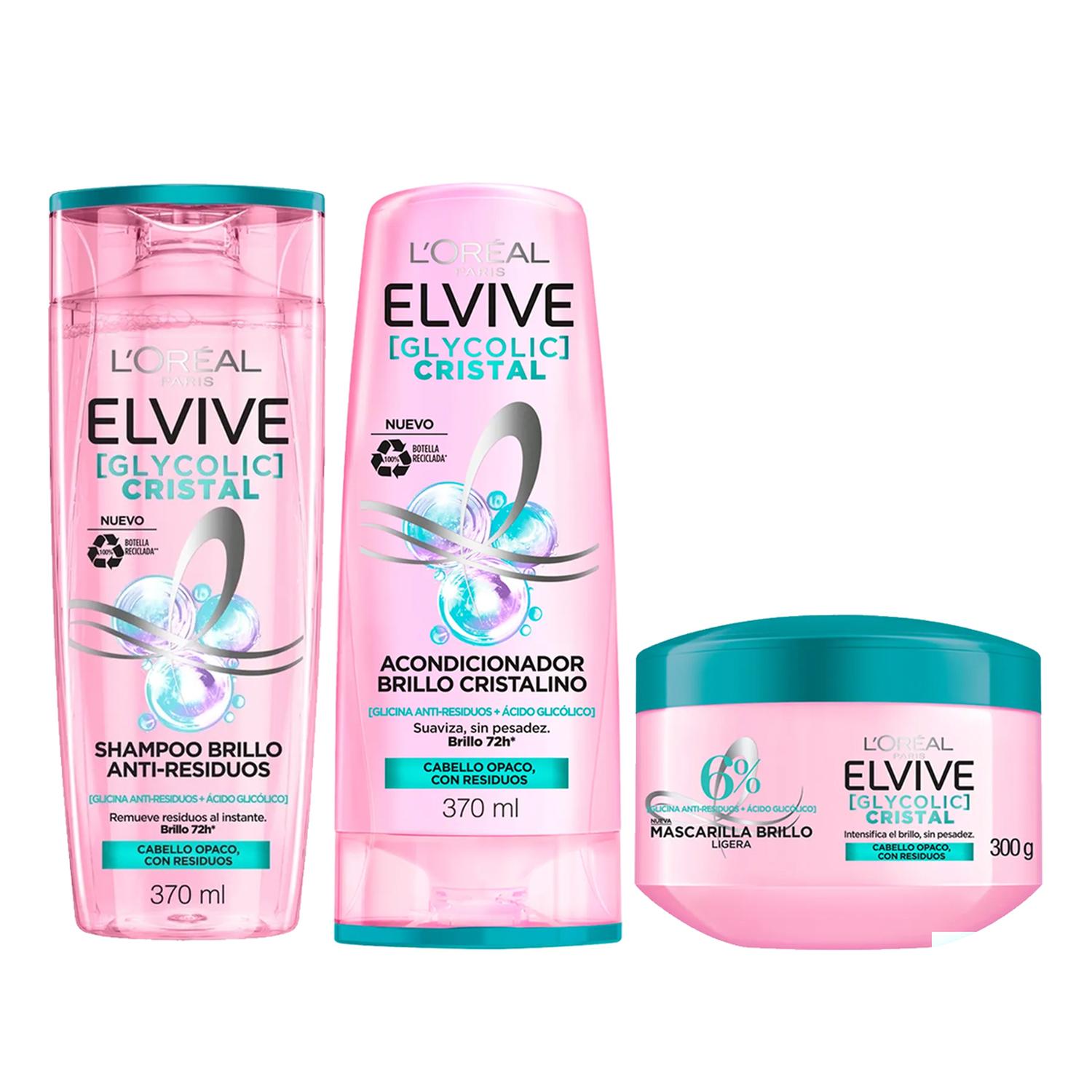 ELVIVE KIT X3 SH + ACC + MASC GLYCOLIC CRISTAL 350ML - 1