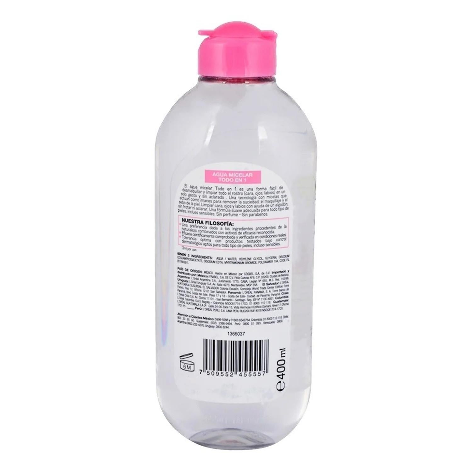 AGUA MICELAR TODO EN 1 SKIN ACTIVE GARNIER 400ML - 2