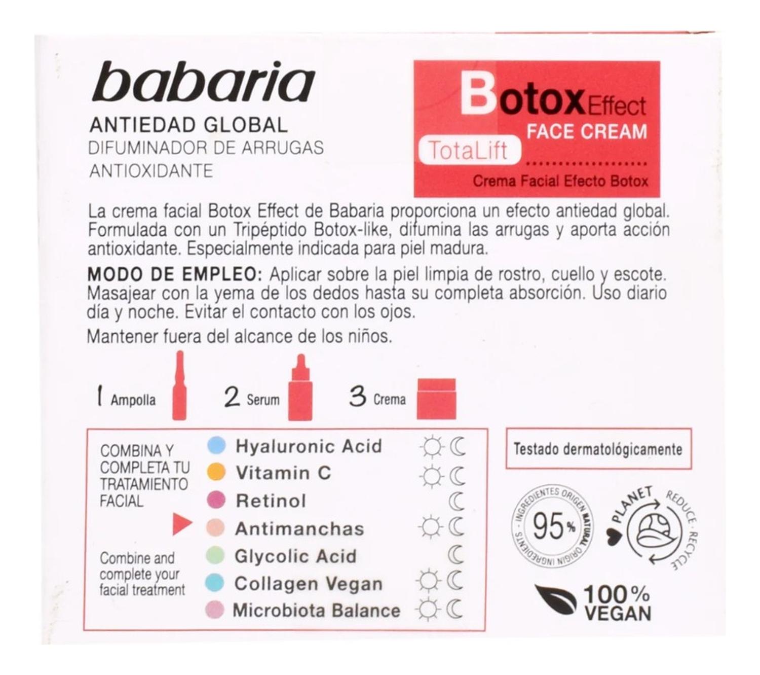 BABARIA CREMA FACIAL EFECTO BOTOX 50ML - 2