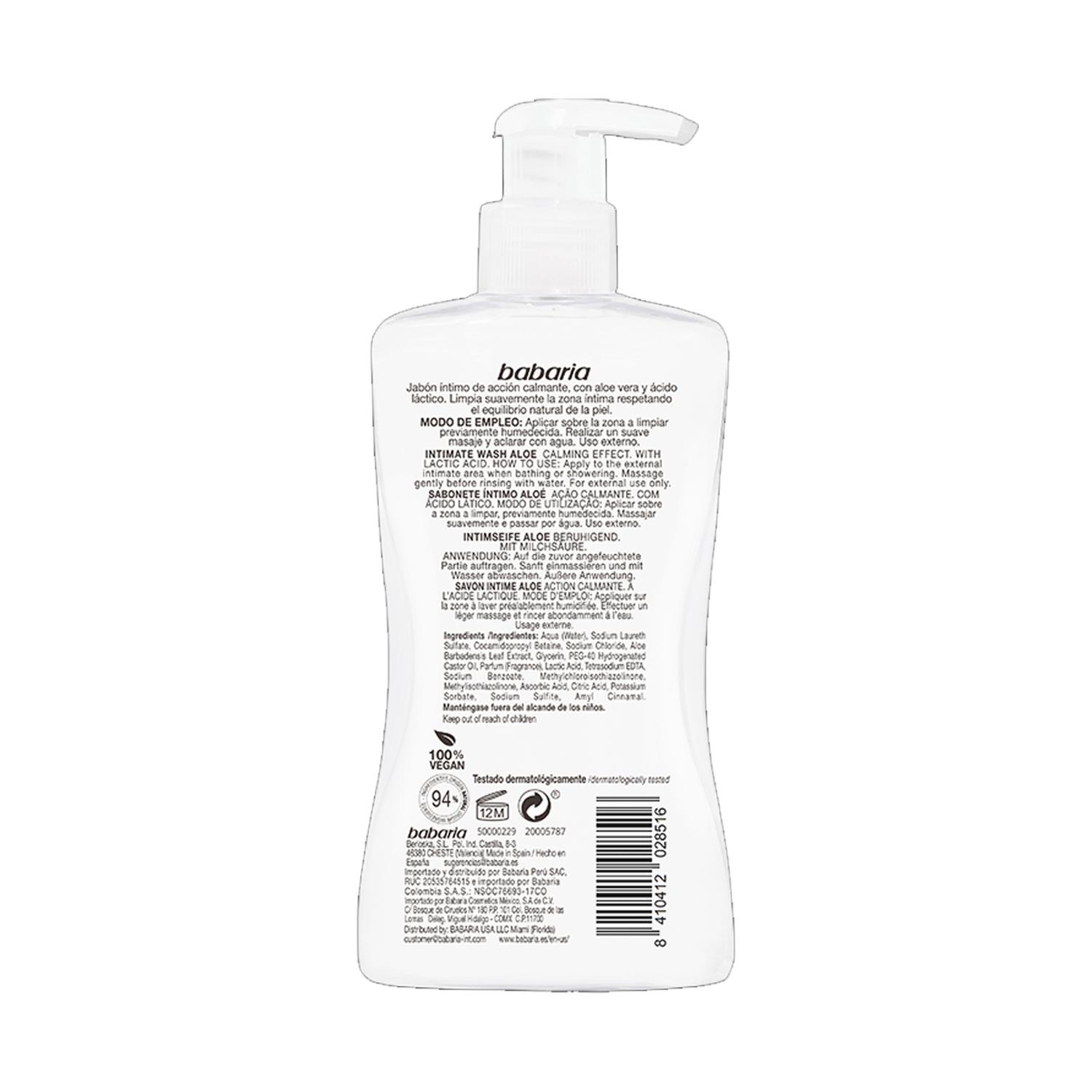 JABÓN ÍNTIMO ALOE VERA Y ÁCIDO LÁTICO BABARIA 300ML - 2
