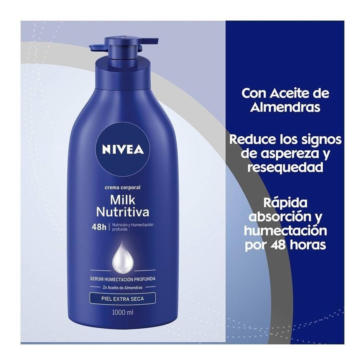CREMA CORPORAL NIVEA MILK NUTRITIVA PIEL EXTRA SECA 1 LITRO - 3