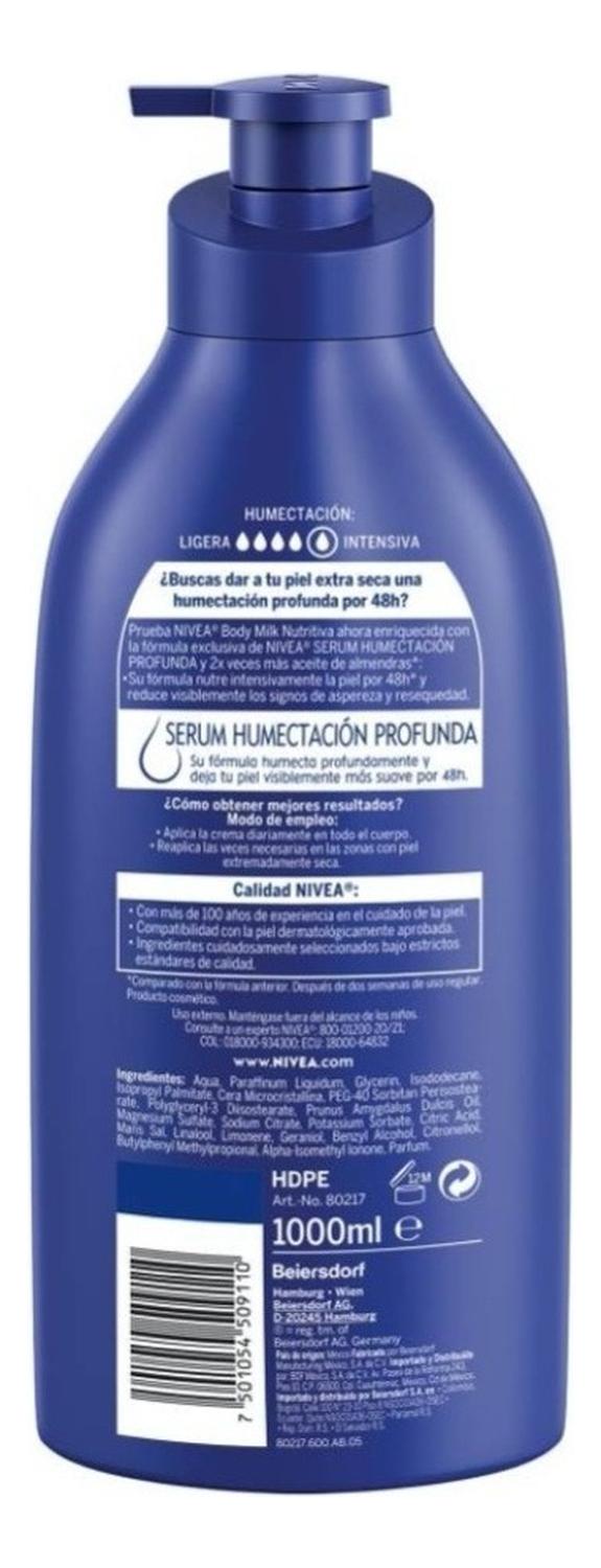 CREMA CORPORAL NIVEA MILK NUTRITIVA PIEL EXTRA SECA 1 LITRO - 5