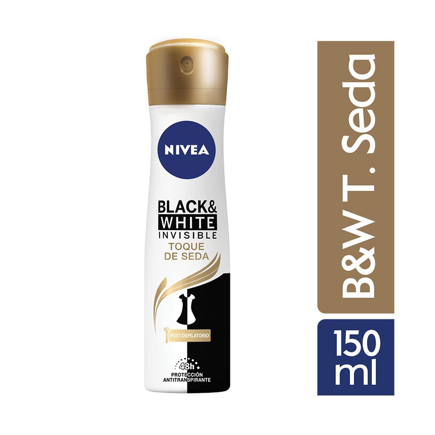 NIVEA DEO FEM BLACK WHITE INVISIBLE TOQUE DE SEDA 150ML - 1