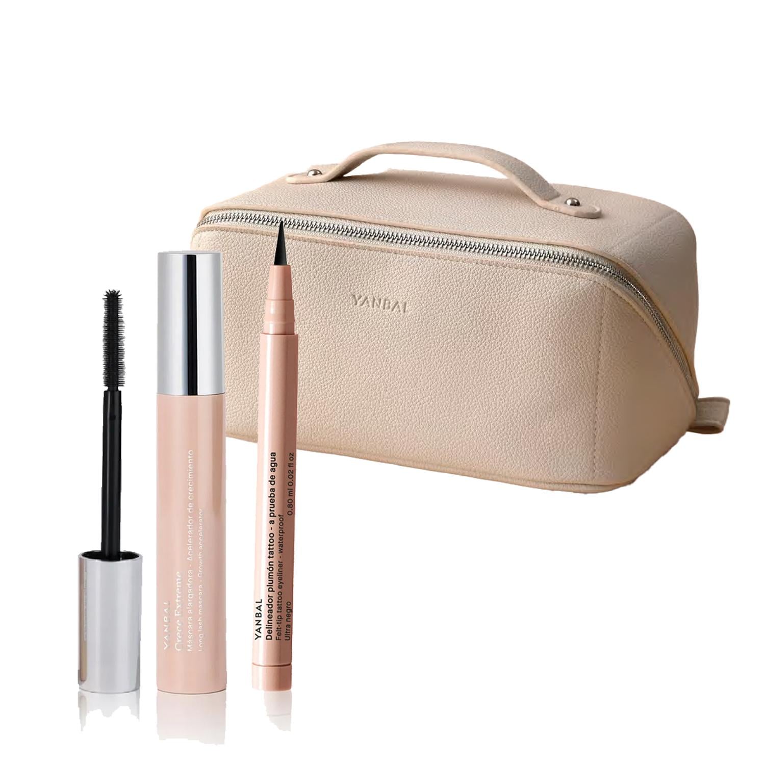 KIT X3 CRECE EXTREME RIMEL CON DEL PLUMON Y COSMETIQUERA - 1