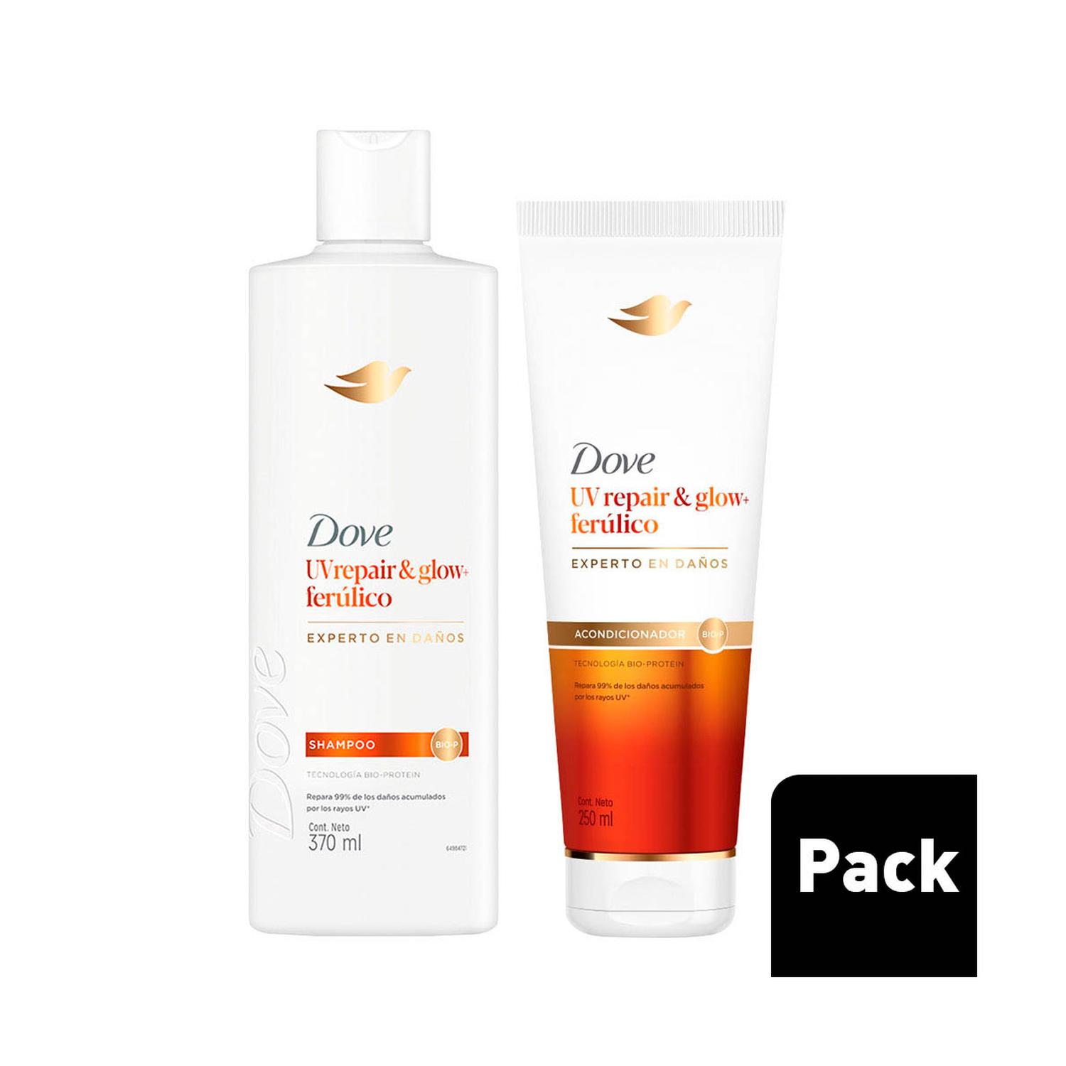 KIT X2 DOVE UV REPAIR Y GLOW SHAMPOO + ACONDICIONADOR - 1