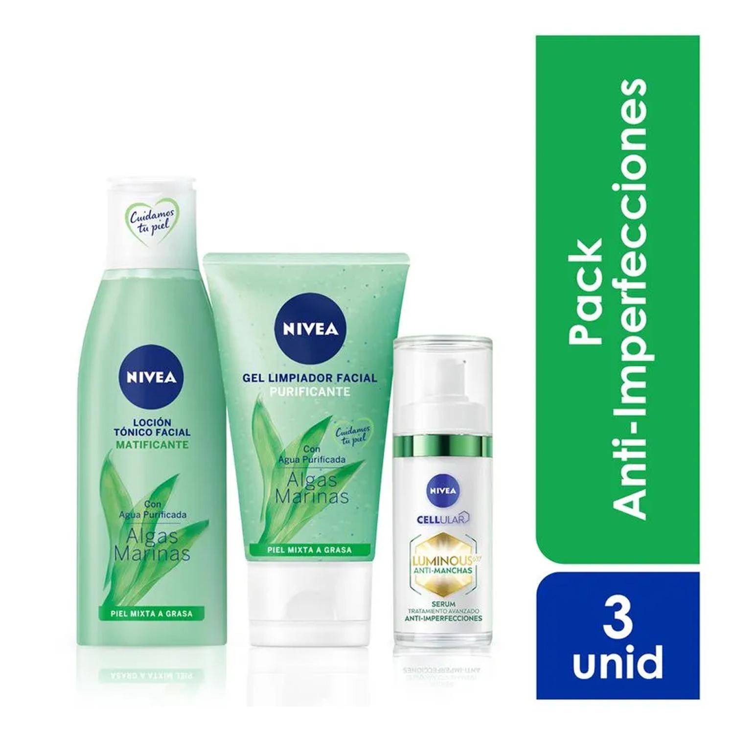 KIT X3 NIVEA TONICO CON GEL LIMPIADOR Y SERUM - 1