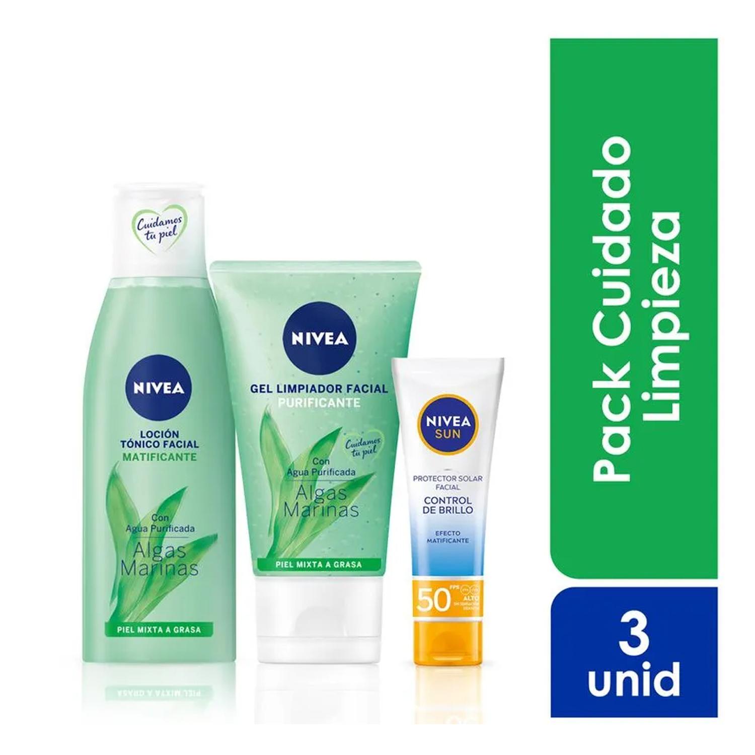 KIT X3 NIVEA TONICO CON GEL LIMPIADOR Y PROT CONTROL BRILLO - 1