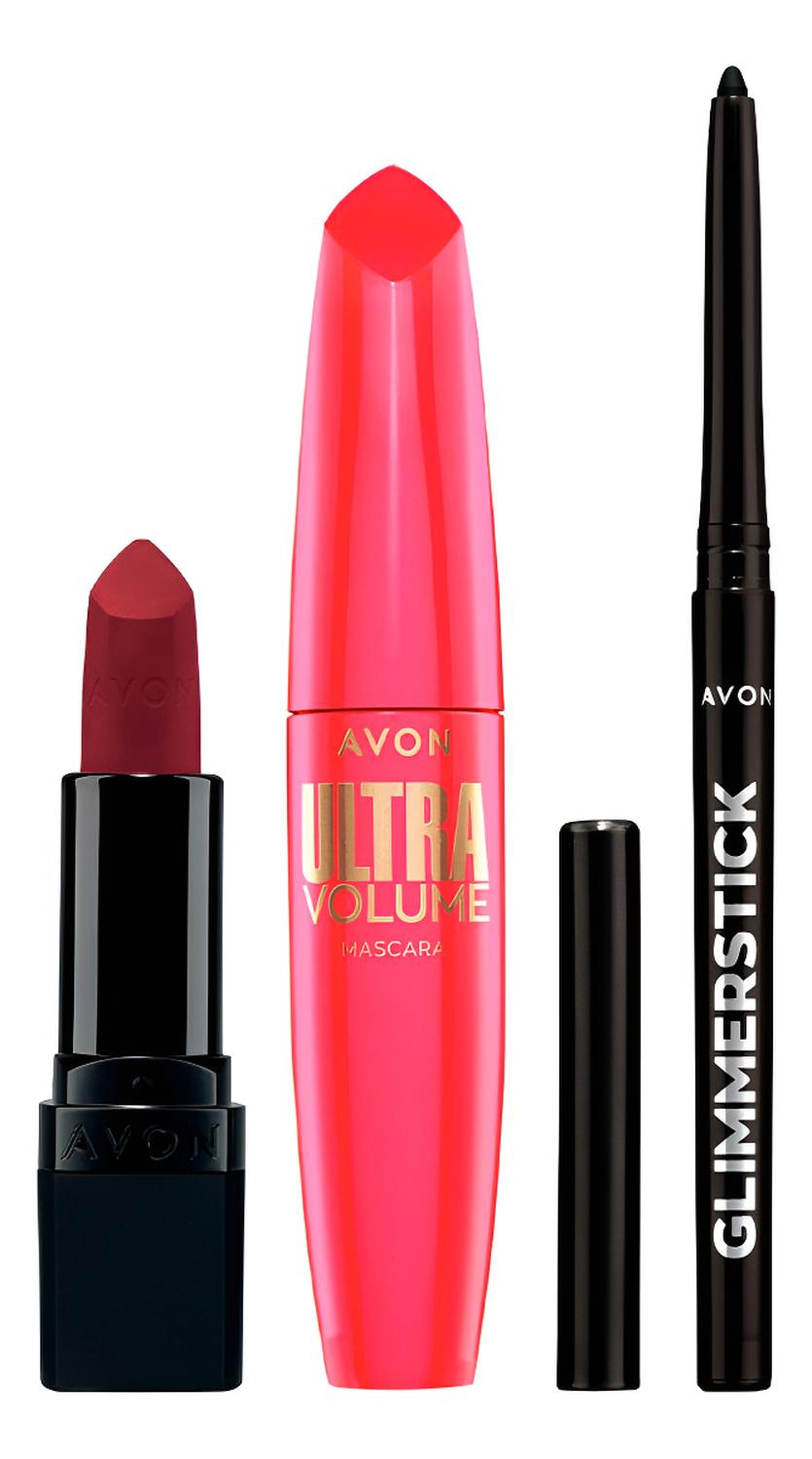 KIT X3 MASCARA ULTRA VOLUMEN CON LABIAL Y DEL RETRACTIL NEGRO - 1