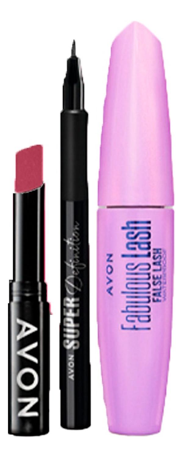 KIT X3 FABULOUS LASH MASCARA PESTAÑAS + DEL LIQUIDO Y LABIAL NEGRO - 1
