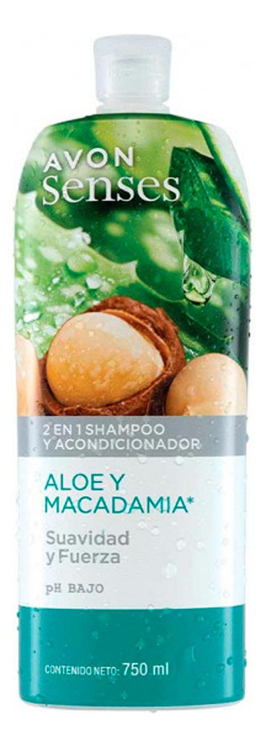 AVON SENSES SHAMPOO Y ACONDICIONADOR 2 EN 1 ALOE Y MACADAMIA - 1