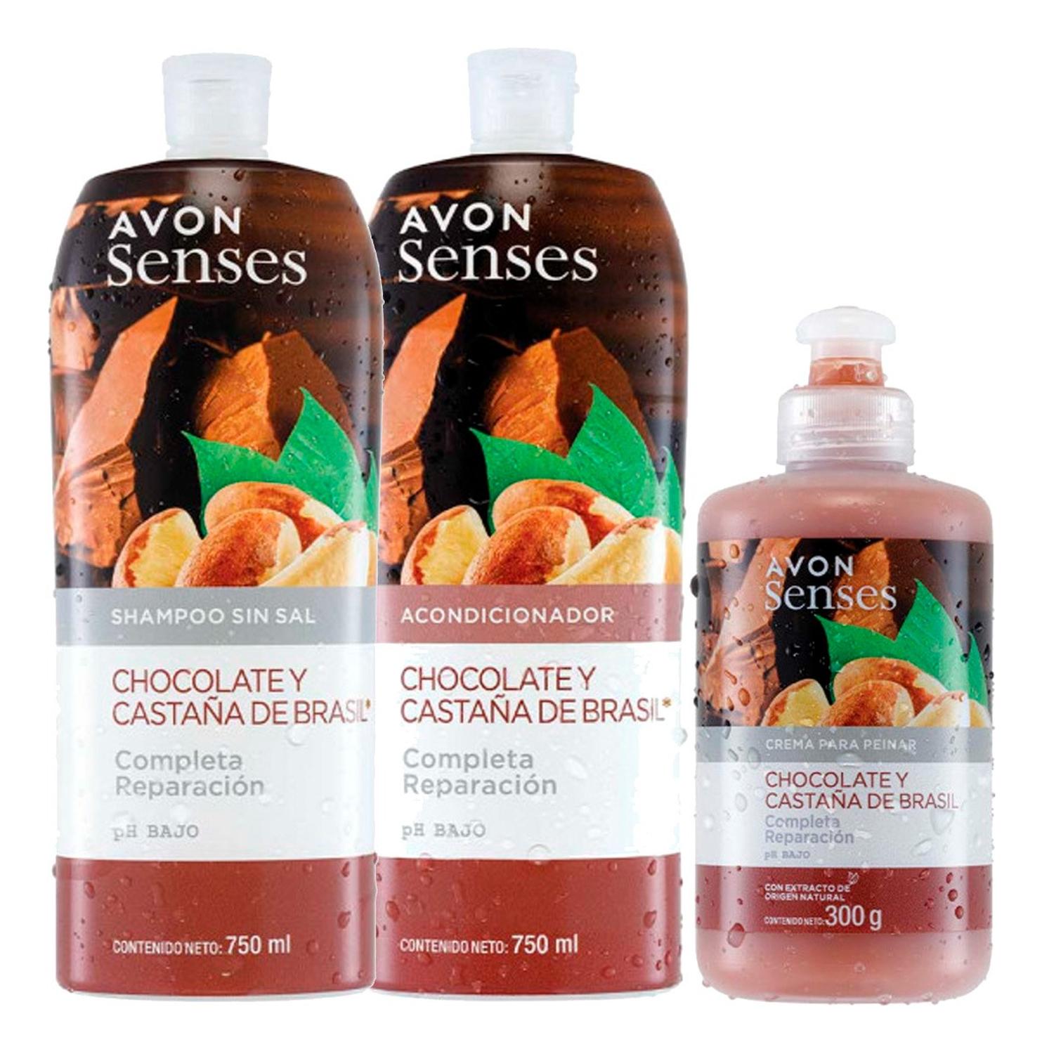 KIT CAPILAR X3 CHOCOLATE Y CASTAÑA DE BRASIL AVON SENSES - 1